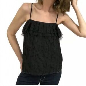 J. Crew | NWT black tulle layered tiered cami sleeveless tank party top | Size L